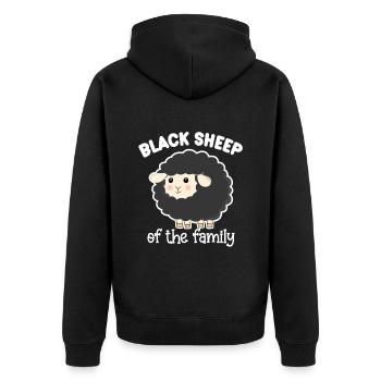 Schwarzes Schaf der Familie - Unisex Premium Bio Zip Hoodie - Schwarz - Hinten - Nico (187cm)