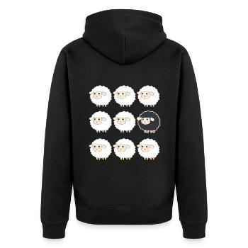 Black Sheep in a Herd Funny - Unisex Premium Organic Zip Hoodie - black - Back - Nico (187cm)