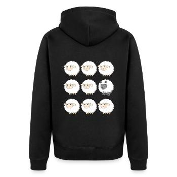 Loup parmi les moutons drôle - Veste à capuche bio Premium Unisexe - noir - Dos - Nico (187cm)