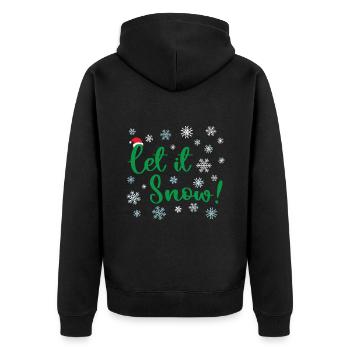 Lass es schneien Weihnachten - Unisex Premium Bio Zip Hoodie - Schwarz - Hinten - Nico (187cm)