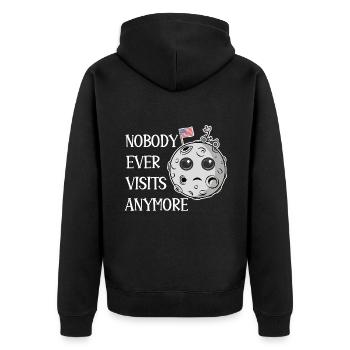 Mondlandung, die niemand mehr besucht - Unisex Premium Bio Zip Hoodie - Schwarz - Hinten - Nico (187cm)
