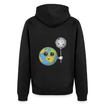 La Terre avec un ballon lunaire - Veste à capuche bio Premium Unisexe - noir - Dos - Nico (187cm)