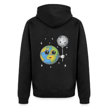 Planète Terre avec un ballon lunaire - Veste à capuche bio Premium Unisexe - noir - Dos - Nico (187cm)