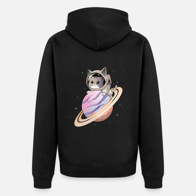 Chat de l’espace - Veste à capuche bio Premium Unisexe - noir