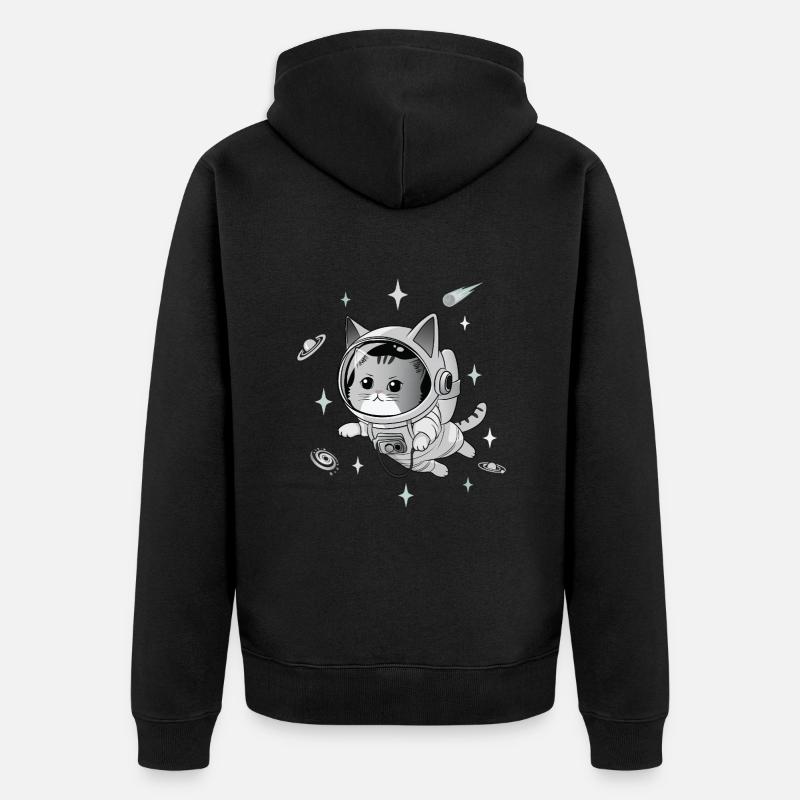 Chat astronaute - Veste à capuche bio Premium Unisexe - noir