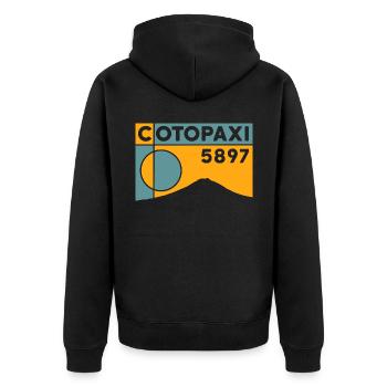 Cotopaxi Climb Height Volcano Ecuador Souvenir - Unisex Premium Organic Zip Hoodie - black - Back - Nico (187cm)
