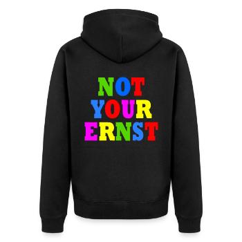 Not your ernst - Unisex Premium Bio Zip Hoodie - Schwarz - Hinten - Nico (187cm)