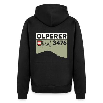 Olperer Tirol Ascent Crossing Souvenir - Unisex Premium Organic Zip Hoodie - black - Back - Nico (187cm)