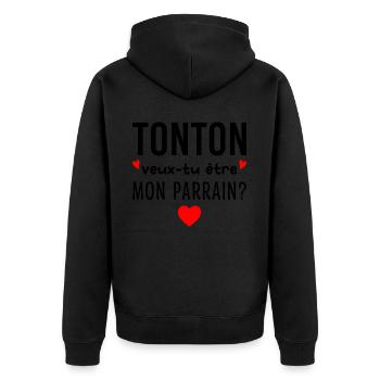 Tonton Veux-tu être Mon Parrain Futur Parrain - Veste à capuche bio Premium Unisexe - noir - Dos - Nico (187cm)