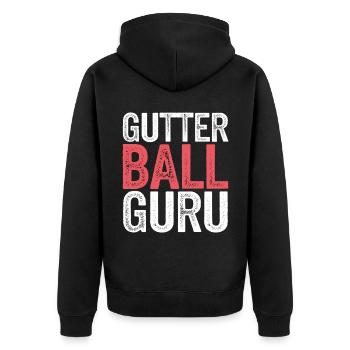 Gutter Ball Guru 9 - Unisex Premium Bio Zip Hoodie - Schwarz - Hinten - Nico (187cm)