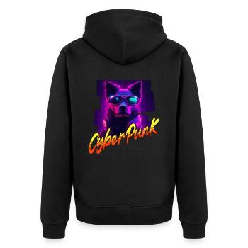 Chien Cyberpunk - Veste à capuche bio Premium Unisexe - noir - Dos - Nico (187cm)
