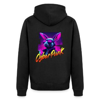 Lapin Cyberpunk - Veste à capuche bio Premium Unisexe - noir - Dos - Nico (187cm)