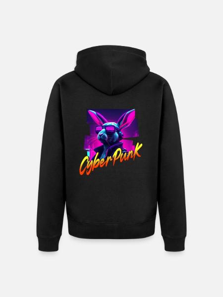 Cyberpunk Rabbit - Unisex Premium Organic Zip Hoodie - black