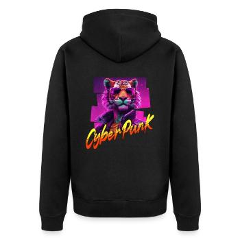 Tigre Cyberpunk - Veste à capuche bio Premium Unisexe - noir - Dos - Nico (187cm)