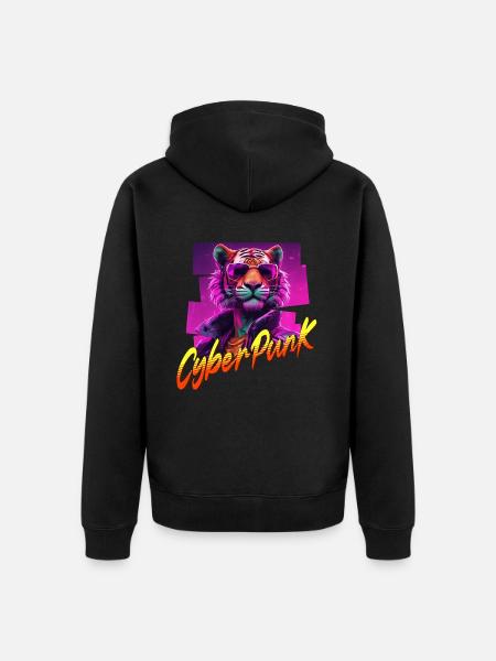 Cyberpunk Tiger - Unisex Premium Organic Zip Hoodie - black