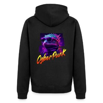 Lézard Cyberpunk - Veste à capuche bio Premium Unisexe - noir - Dos - Nico (187cm)