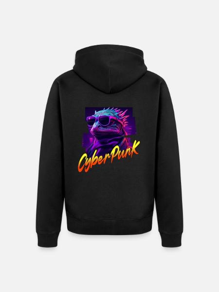 Cyberpunk lizard - Unisex Premium Organic Zip Hoodie - black