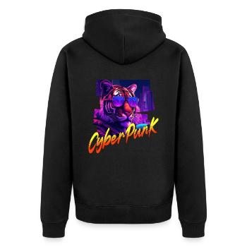Tigre Cyberpunk - Veste à capuche bio Premium Unisexe - noir - Dos - Nico (187cm)