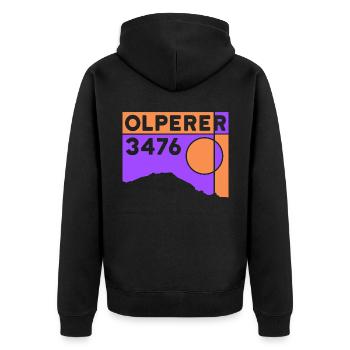 Olperer Nordgrat Brücke Überschreitung Wanderung - Unisex Premium Bio Zip Hoodie - Schwarz - Hinten - Nico (187cm)
