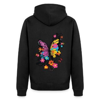 Butterfly Colorful Colorful Beautiful Art Nature - Unisex Premium Organic Zip Hoodie - black - Back - Nico (187cm)