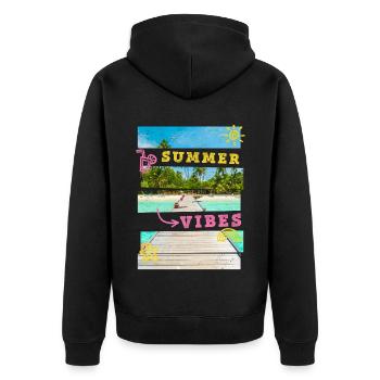 Sommer Strand Meer Palmen Urlaub Summer Time - Unisex Premium Bio Zip Hoodie - Schwarz - Hinten - Nico (187cm)