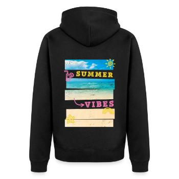Été Plage Mer Palmiers Vacances Ambiance estivale - Veste à capuche bio Premium Unisexe - noir - Dos - Nico (187cm)