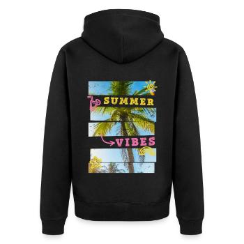 Été Plage Mer Palmiers Vacances Ambiance estivale - Veste à capuche bio Premium Unisexe - noir - Dos - Nico (187cm)