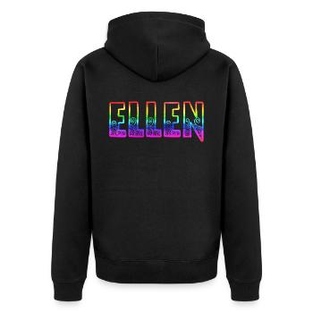 ellen rs regenbogen - Unisex Premium Bio Zip Hoodie - Schwarz - Hinten - Nico (187cm)