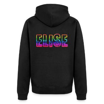 elise rs rainbow - Unisex Premium Organic Zip Hoodie - black - Back - Nico (187cm)