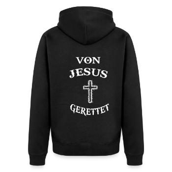 Jesus Christus Kreuz Erlöser Messias Religion - Unisex Premium Bio Zip Hoodie - Schwarz - Hinten - Nico (187cm)