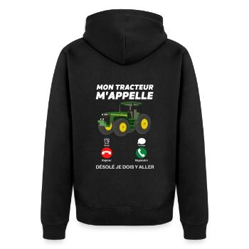 Tracteur humour mon tracteur m' appelle cadeau - Veste à capuche bio Premium Unisexe - noir - Dos - Nico (187cm)