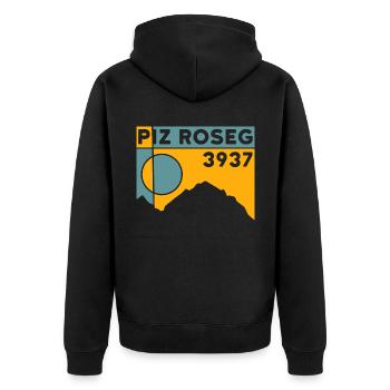 Piz Roseg Trail Running Bernina Hochtour Ski Tour - Unisex Premium Organic Zip Hoodie - black - Back - Nico (187cm)