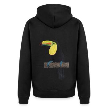Tukan Urwald Regenwald - Unisex Premium Bio Zip Hoodie - Schwarz - Hinten - Nico (187cm)