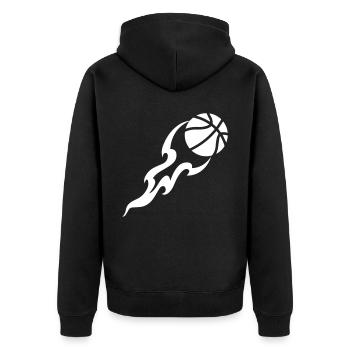 Basketball flame - Unisex Premium Organic Zip Hoodie - black - Back - Nico (187cm)