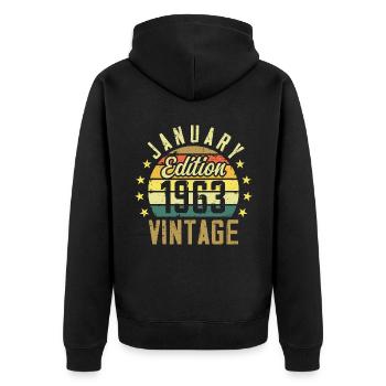Légendes Sont Nés En Janvier 1963 - Janvier 1963 - Veste à capuche bio Premium Unisexe - noir - Dos - Nico (187cm)