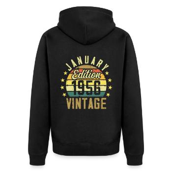 Legends wurden im Januar 1956 geboren - Januar 1956 - Unisex Premium Bio Zip Hoodie - Schwarz - Hinten - Nico (187cm)