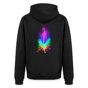Gay Pride Rainbow Unice Feather lgbt - Unisex Premium Bio Zip Hoodie - Schwarz - Hinten - Nico (187cm)