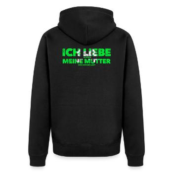 ICH LIEBE es wenn MEINE MUTTER mich zocken lässt - Unisex Premium Bio Zip Hoodie - Schwarz - Hinten - Nico (187cm)