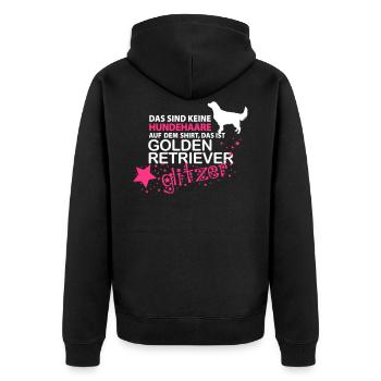 Golden Retriever Glitzer - Unisex Premium Bio Zip Hoodie - Schwarz - Hinten - Nico (187cm)