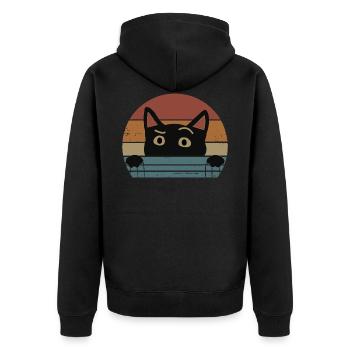 Lustige Katzen - Unisex Premium Bio Zip Hoodie - Schwarz - Hinten - Nico (187cm)