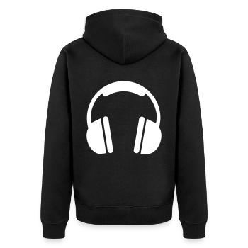 Kopfhörer Symbol - Unisex Premium Bio Zip Hoodie - Schwarz - Hinten - Nico (187cm)