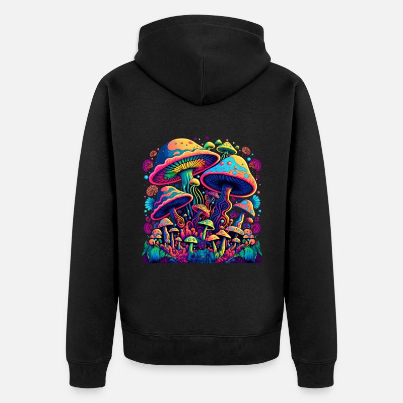 champignon champignon champignons rétro - Veste à capuche bio Premium Unisexe - noir
