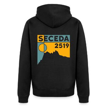 Seceda Finisher Hike Dolomites Souvenir - Unisex Premium Organic Zip Hoodie - black - Back - Nico (187cm)