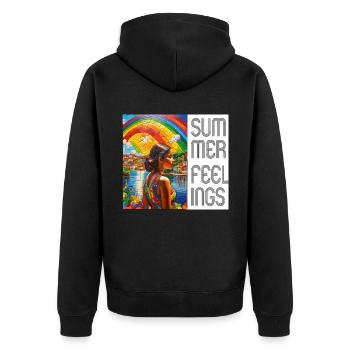 Sentiment d’été: Arc-en-ciel sur un Brésilien - Veste à capuche bio Premium Unisexe - noir - Dos - Nico (187cm)