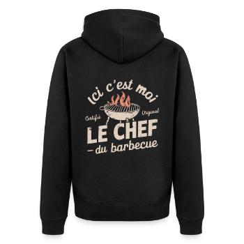 The Barbecue Chef - Unisex Premium Organic Zip Hoodie - black - Back - Nico (187cm)