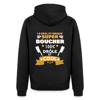 Boucher parfait cadeau pour mon boucher préféré - Veste à capuche bio Premium Unisexe - noir - Dos - Nico (187cm)