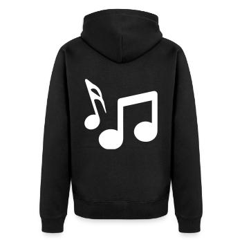 Musiknoten zeichen - Unisex Premium Bio Zip Hoodie - Schwarz - Hinten - Nico (187cm)