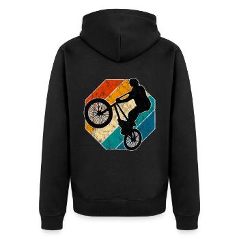 BMX Rad Fahrrad Retro Geschenk Bicycle Motocross - Unisex Premium Bio Zip Hoodie - Schwarz - Hinten - Nico (187cm)