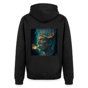 Smoker - Unisex Premium Bio Zip Hoodie - Schwarz - Hinten - Nico (187cm)
