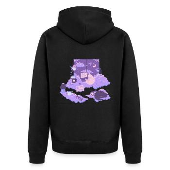 cozy Cat T-shirt for cat friends - Unisex Premium Organic Zip Hoodie - black - Back - Nico (187cm)
